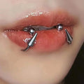 Cool Punk Devil Horseshoe Body Piercing Unisex Stainless Steel Cone Lip Ring External Thread Surgical Steel Unique Stylish