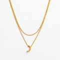 Joolim Jewelry 18K Gold Plated Moon Pendant Double-layer Choker Necklace Stainless Steel Jewelry Wholesale