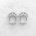 Sterling Silver 8*10mm Semi Mount Stud Earring Empty Support Blank Claws Setting S925 Base Without Center Stone for DIY Inlay