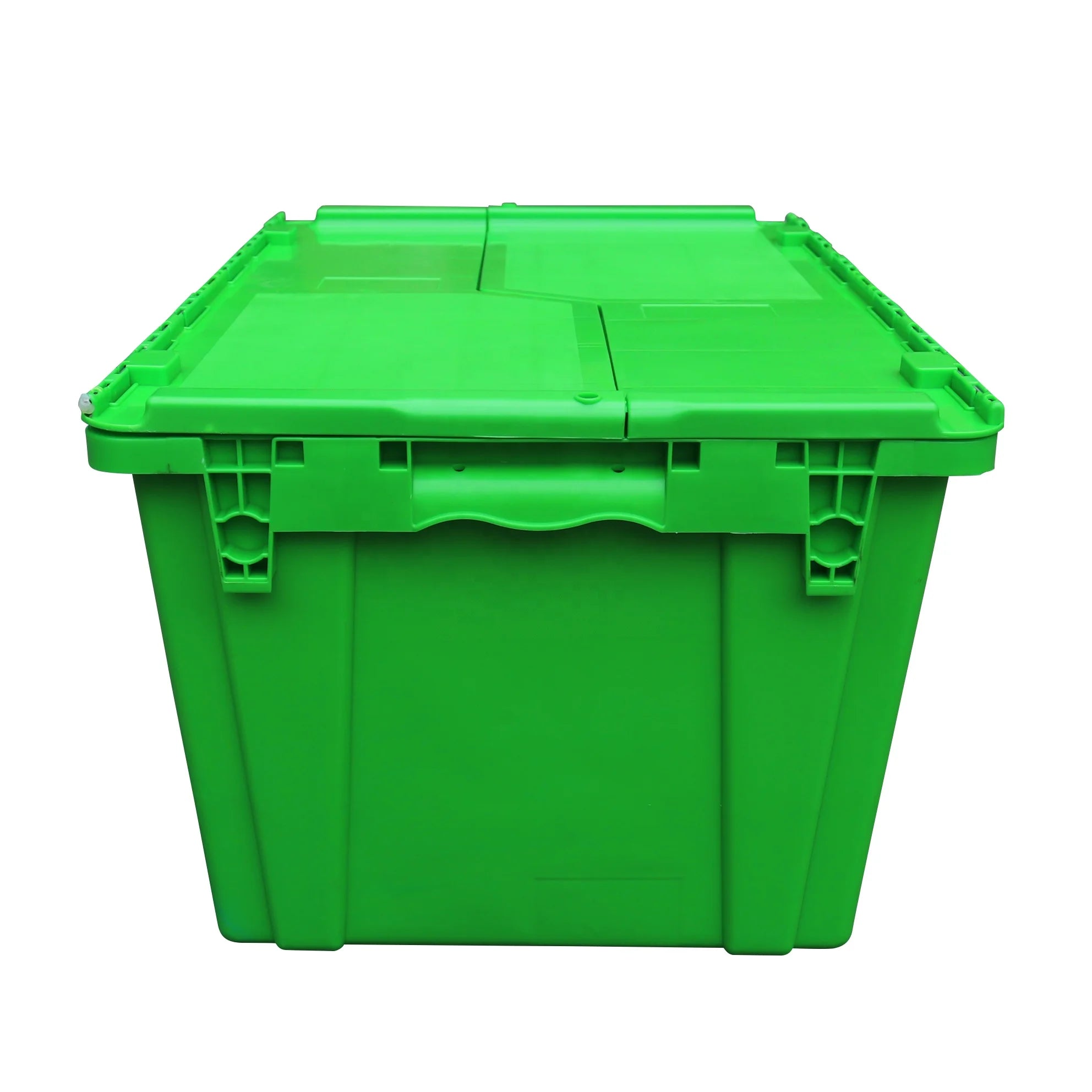 680*430*320mm Stackable Turnover Box Plastic Moving Tote Crates with Attached Lid