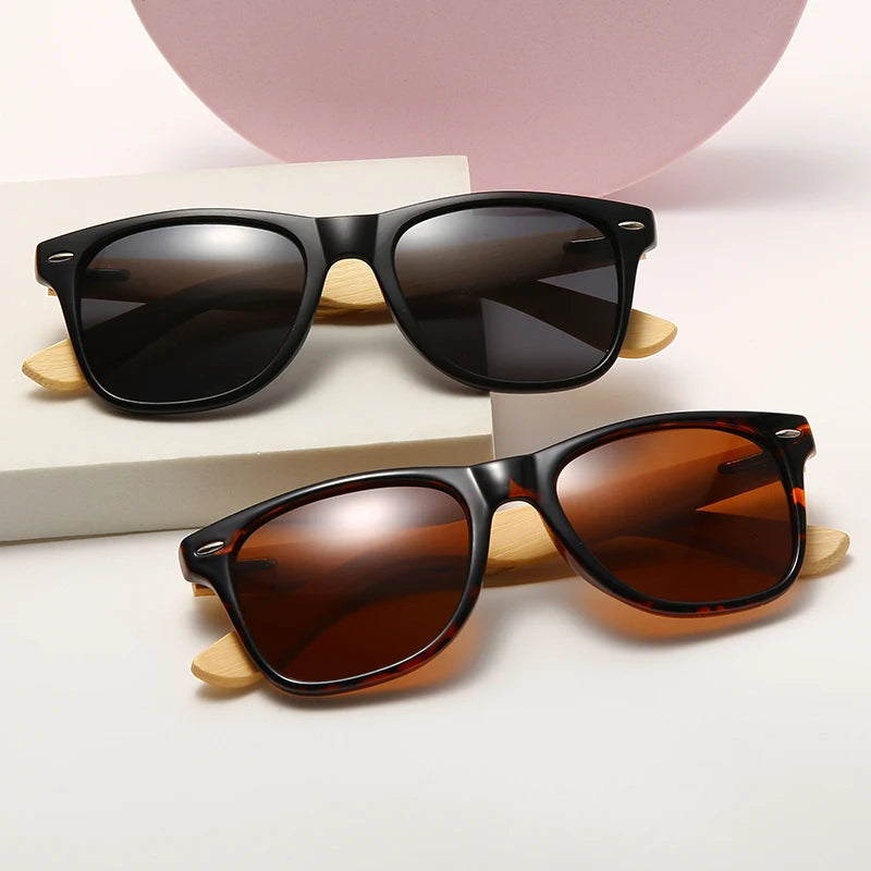 2026 Cool Fashion Mirror Outdoor Sports Bamboo Temple Sunglasses with Custom logo