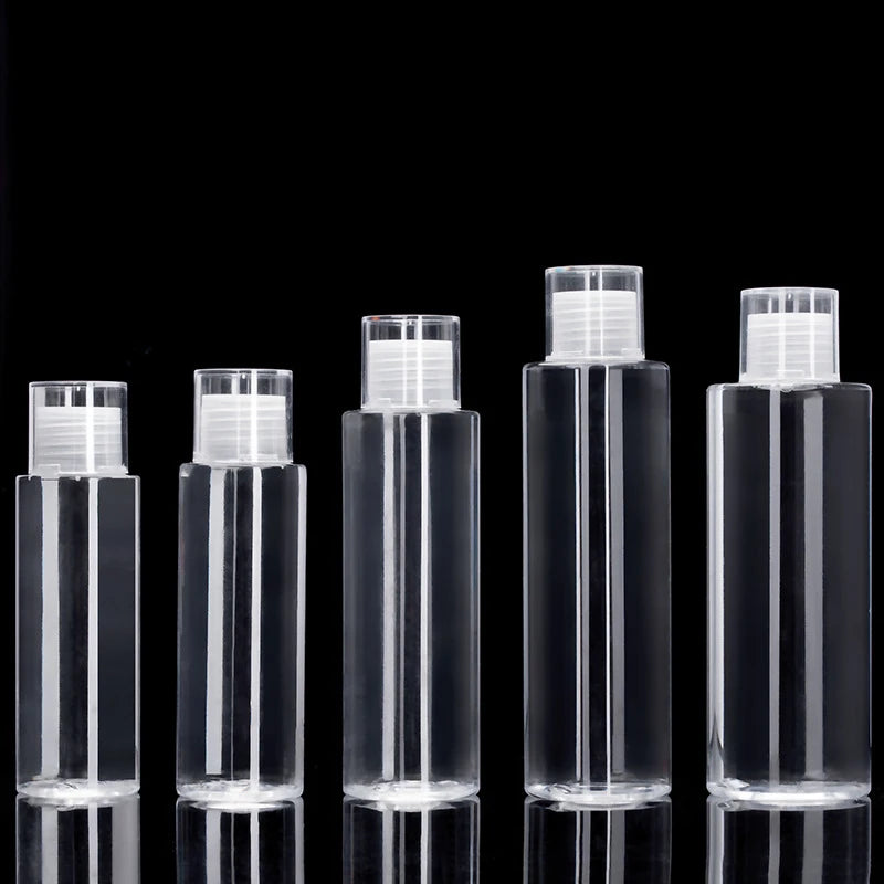 100ml for Flat Shoulder PET Cosmetic Lotion Plastic Bottle with Sprayer Pump Skin Care Serum Screen Printing Easy Open End
