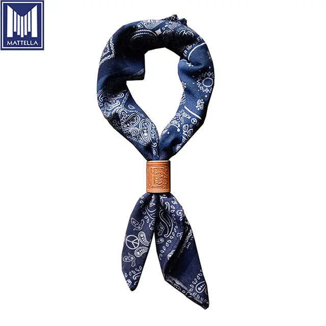 Vintage Selvedge 100% Cotton Motorcycle Denim Neck Gaiters Square Scarf for Men Indigo Dyeing Printing Pattern All Seasons