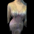 Luxury Diamond Sexy Dress Women Night Club Singer Party Rhinestone Sparkly Glitter Sleeveless V Neck Vestidos Dresses