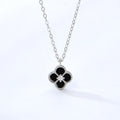 Luxury 925 Sterling Silver 18K Gold Plated Black and White Shell Clover Pendant Necklace