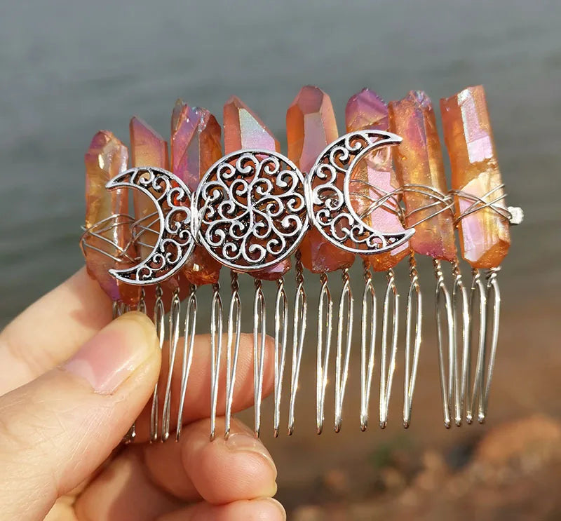 DIY DIY Popular Souvenir Quartz Loose Bead Natural Crystal Points Column Hair Tuck Headband Comb Souvenirs Gift