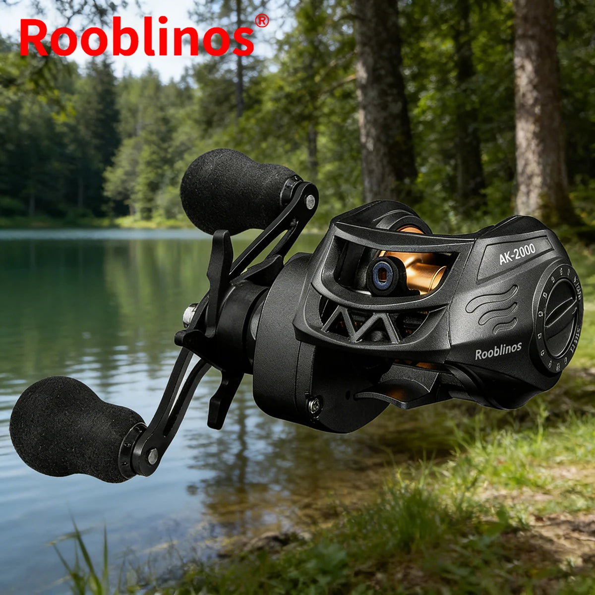 [Germany Stock] Rooblinos AK Waterdrop Left Hand Baitcasting Reel 7.2:1 Gear Ratio Anti-Reverse System for River Lake Fishing