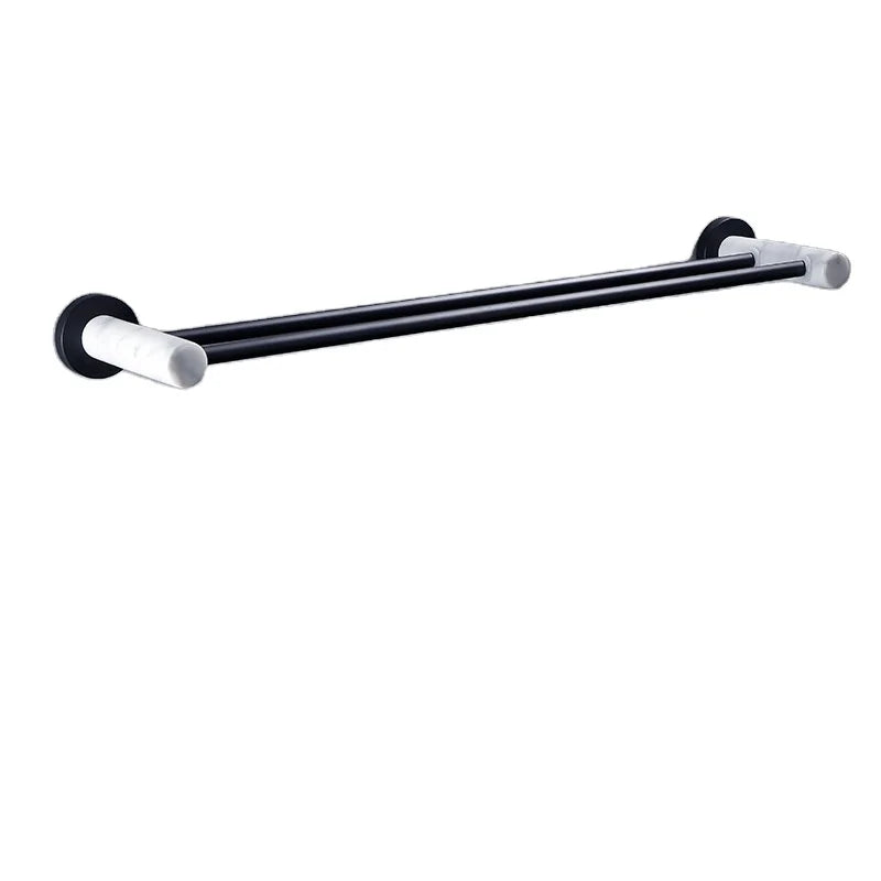 Double Towel Holder Natural Marble Towel Bar Bathroom Wall Mounted Towel Rack Rail