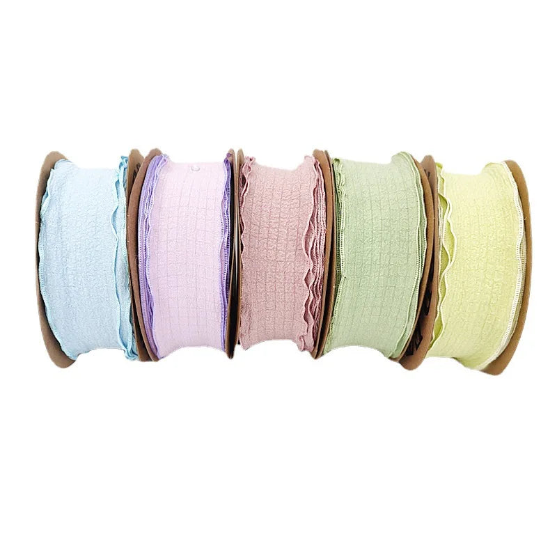 Wholesale Lotus Leaf Shape Pleated Ribbon Polyester Ribbon Spool for Wedding Gift Boxes Holiday Packaging Hair Decor