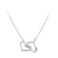 Fashion Simple love Clavicle Chain 925 Sterling Silver Rhodium Plated Hollow Double Heart Shaped Interlocking Pendant Necklace