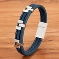Wholesale Bulk Vintage Jewelry Woven Stainless Steel Bangle Mens Genuine Leather Braided Bracelet with Magnetic Clasp OT-276