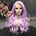 Celebrity Long Style Purple  Color Synthetic Hair Wigs Matte Heat Resistant Fiber Same Human Hair Lace Front Wig
