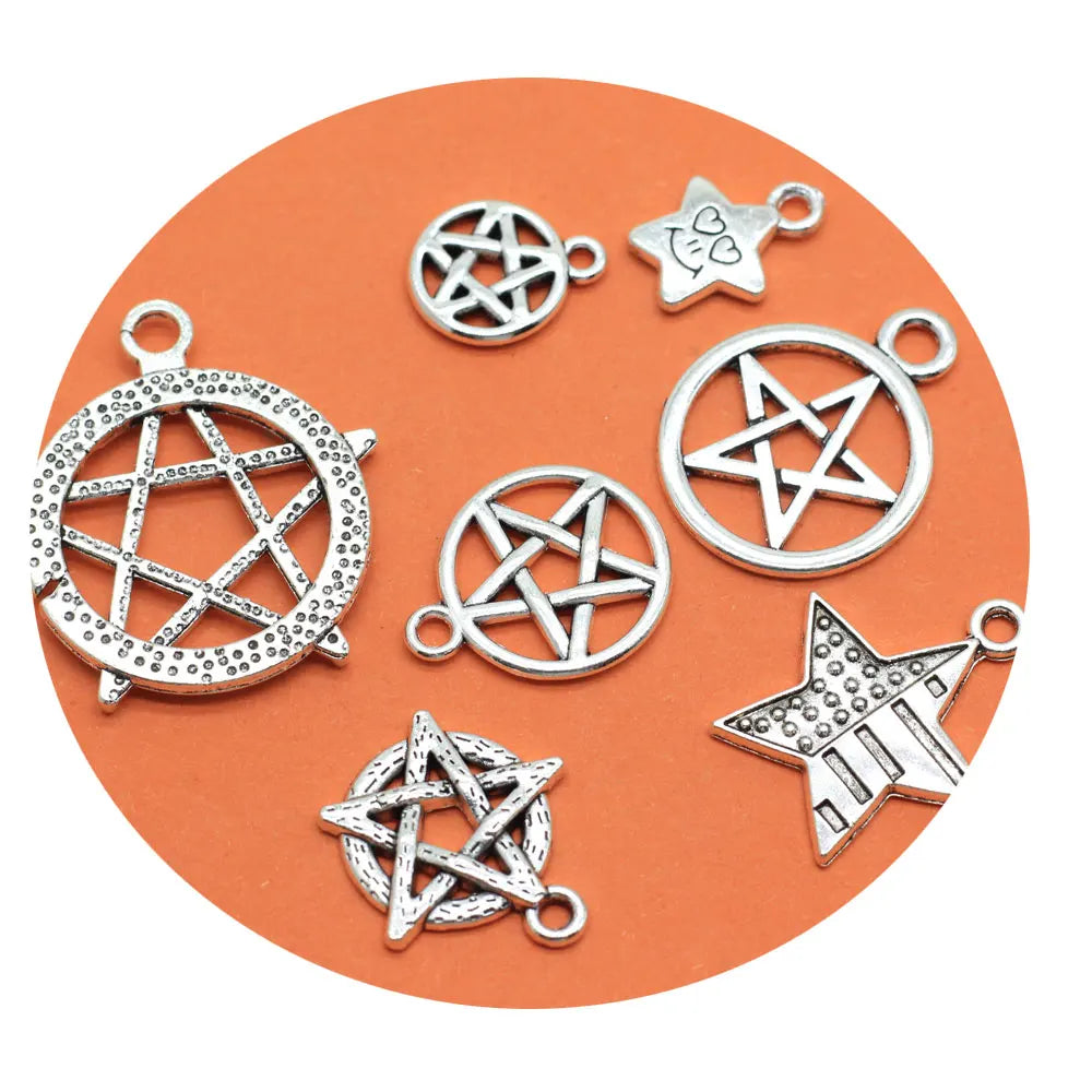 Alloy Necklace Pendant Star Pentacle Charms Connectors Handmade DIY Jewelry Crafts