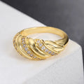 Tarnish Free Gold Plated Stainless Steel Ring Minimalist Irregular Twisted Smooth Zircon Ring Anillos De Acero Inoxidable