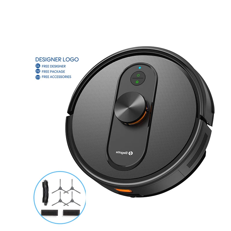 Bagotte Smart Robot Vacuum Cleaner Wet Dry Tuya APP Control Self-Cleaning with Dirt Disposal for Household Hotel Powered Battery