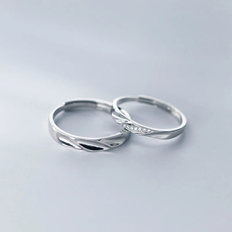 925 Silver Women Men Couple Zircon Lover Rings New Jewelry