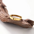 Chris April 316L Stainless Steel Personality baguette Shape Signet Ring Gold Plated