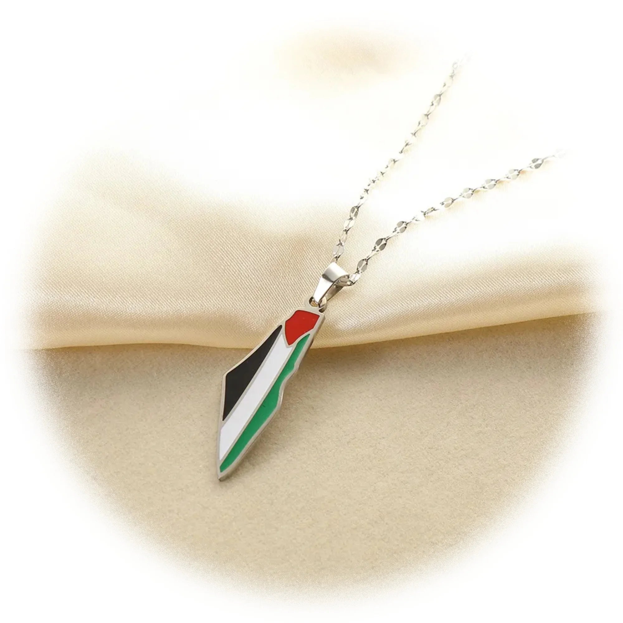 Stainless Steel Palestine Map Flag Pendant Necklace for Women Men Gold Silver Color State Geography Necklace Charm Jewelry