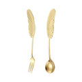 Feather Shape Spoon Folk Stainless Steel Dessert Spoon Gift Box