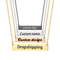 NEWNORTH Custom Name Necklace Stainless Steel Jewelry Gold Waterproof Personalized Engraved Custom Name Bar Necklaces for Women
