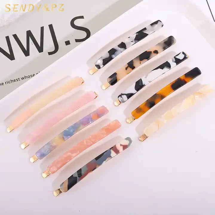 New Style Women Temperament 6cm Acetic Acid Hair Clip Claw Multicolour Simplicity Acetate Side Clip Hairpin