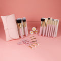 GRACEDO Vegan Synthetic Luxury 15-Piece Professional Makeup Brush Set with Wood Handle Private Label Option & Shaving Brush