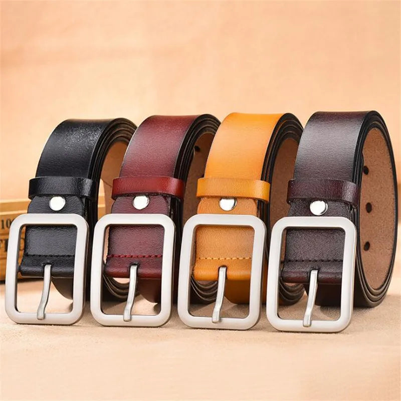 3.3CM Cow Leather Belt Men's Cowhide Pin Buckle Belt Male Belts for Man Wholesale LQbelt Factory