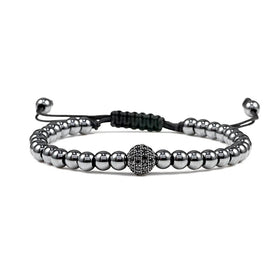 Simple Handmade Woven Gold/Silver/Rose Gold/Black 5mm Small Copper Bead Diamond Inlaid Round Ball Zircon Ball Bracelet for Men