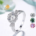 Factory Wholesale Rhodium Plated Lucky Cat Flower Shape 1Carat New Design GRA Certificate Custom for Women Moissanite Ring
