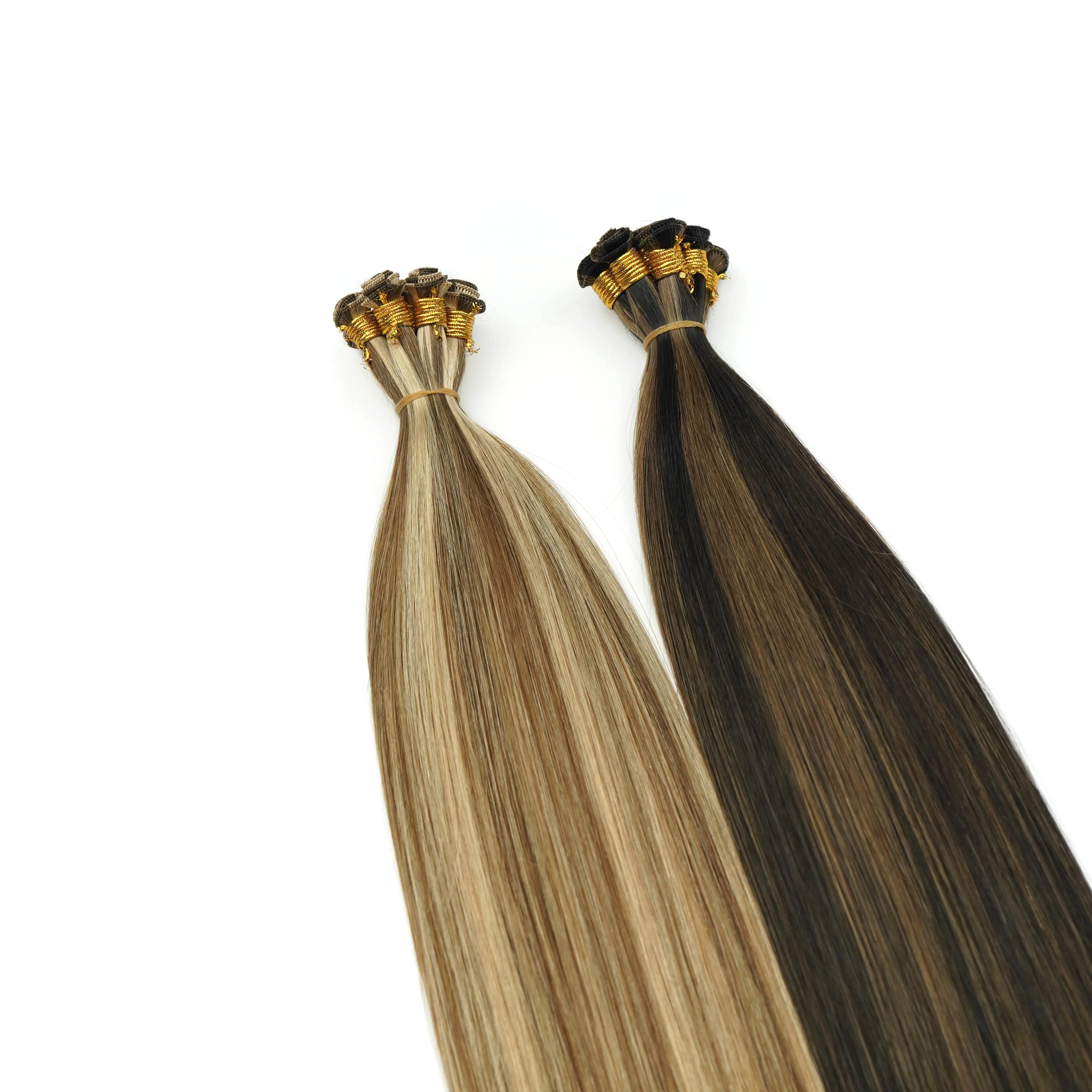 Genius Weft Double Drawn Micro Machine 100g Russian Human Virgin Hair Extensions Luxury Peruvian 10A Grade Silky Straight Nail