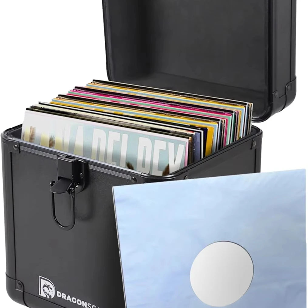 Vinyl Record Metal Storage Case  Chest for Compact LP Collection | Protection & Storage Case Box
