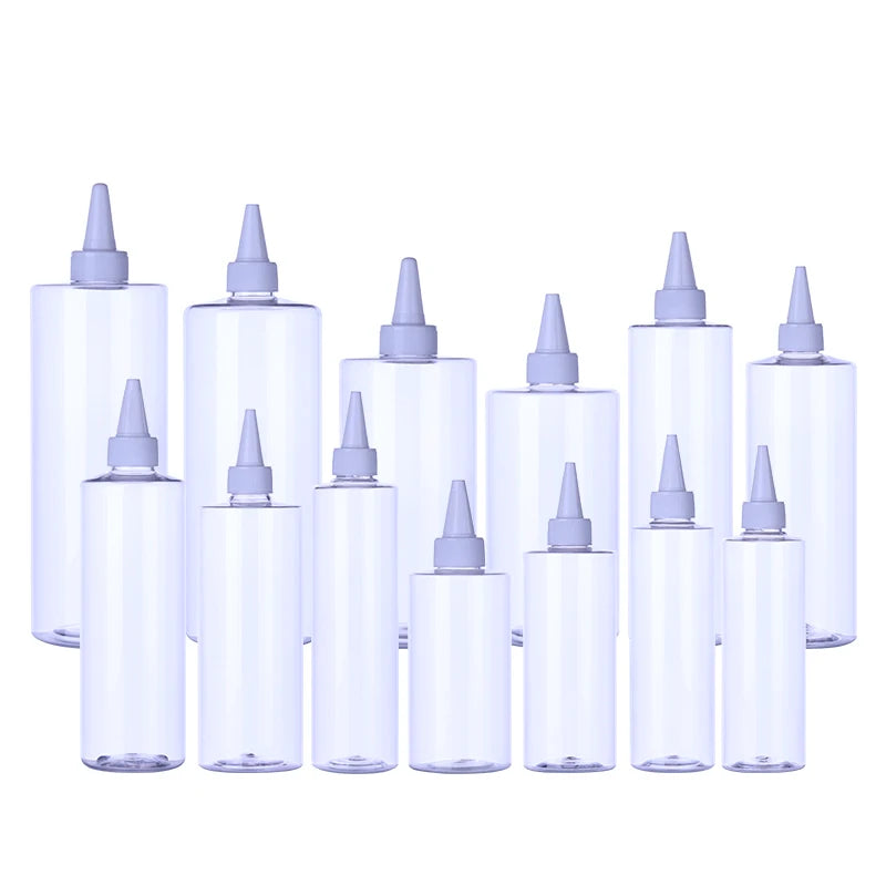 Professional Transparent Squeeze Dropper Bottle 100ml 150ml 200ml Essence Hair Oil Bottle With Pointed Mouth Cap Twist Cap