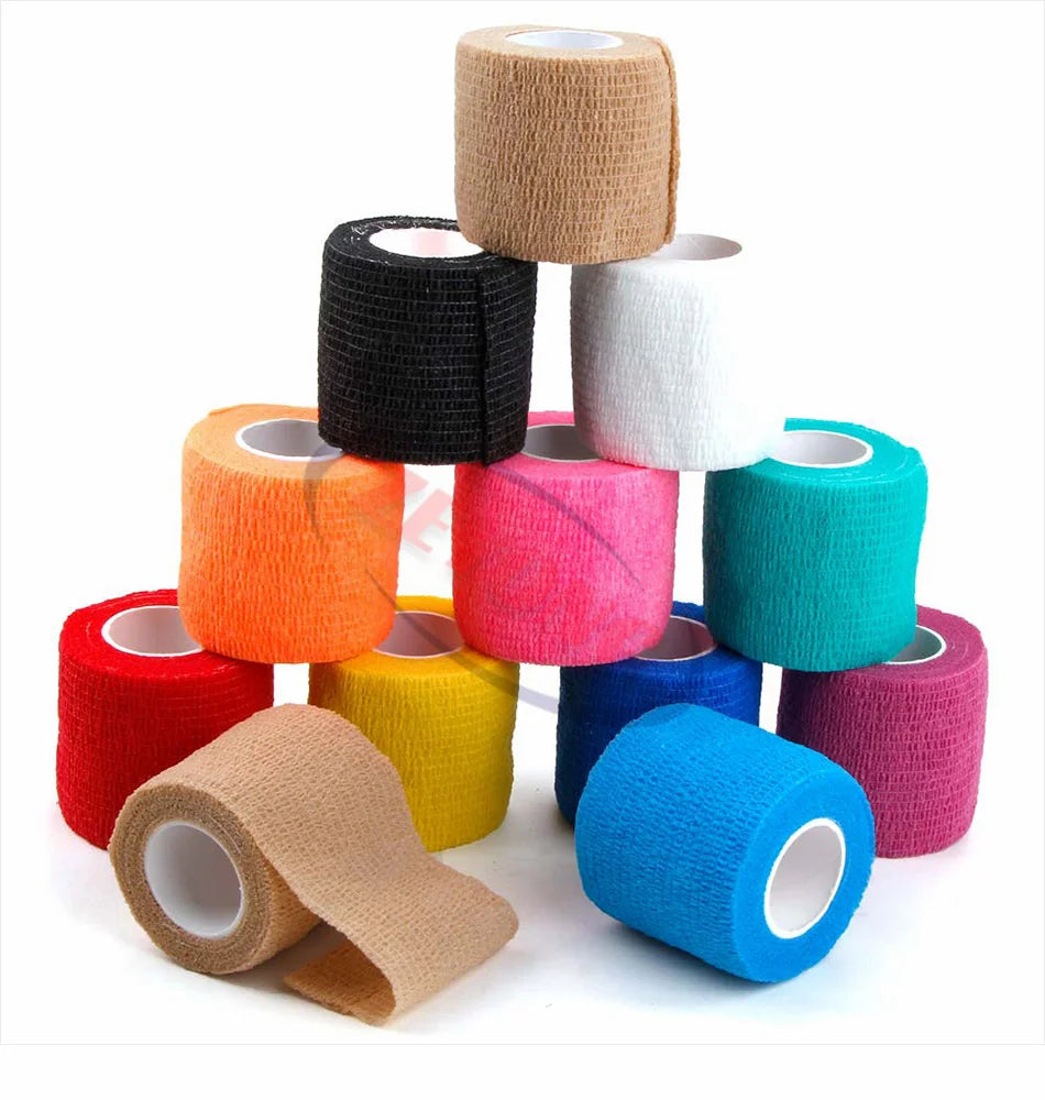 2 Inch Fitness Athletic Sports Tape Non-Woven Elastic Cohesive Bandage Self-Adhesive Football Sock Tape Hand Grips Training Wrap