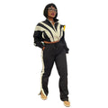 Fashion Women Sports Tracksuit Women Two Pieces Pants Set Zipper Pocket Design Color Block Jacket and Pants Set