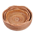 Hand-woven Natural Rattan Fruit apple Banana Living Room Table Tray Rattan Basket