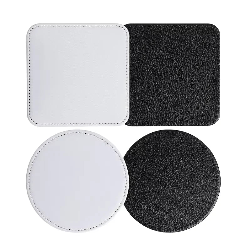 Topjlh Sublimation Coasters Blanks - 9cm Round/Square Custom Wooden Drink Coasters Non-Slip Heat Transfer Blank