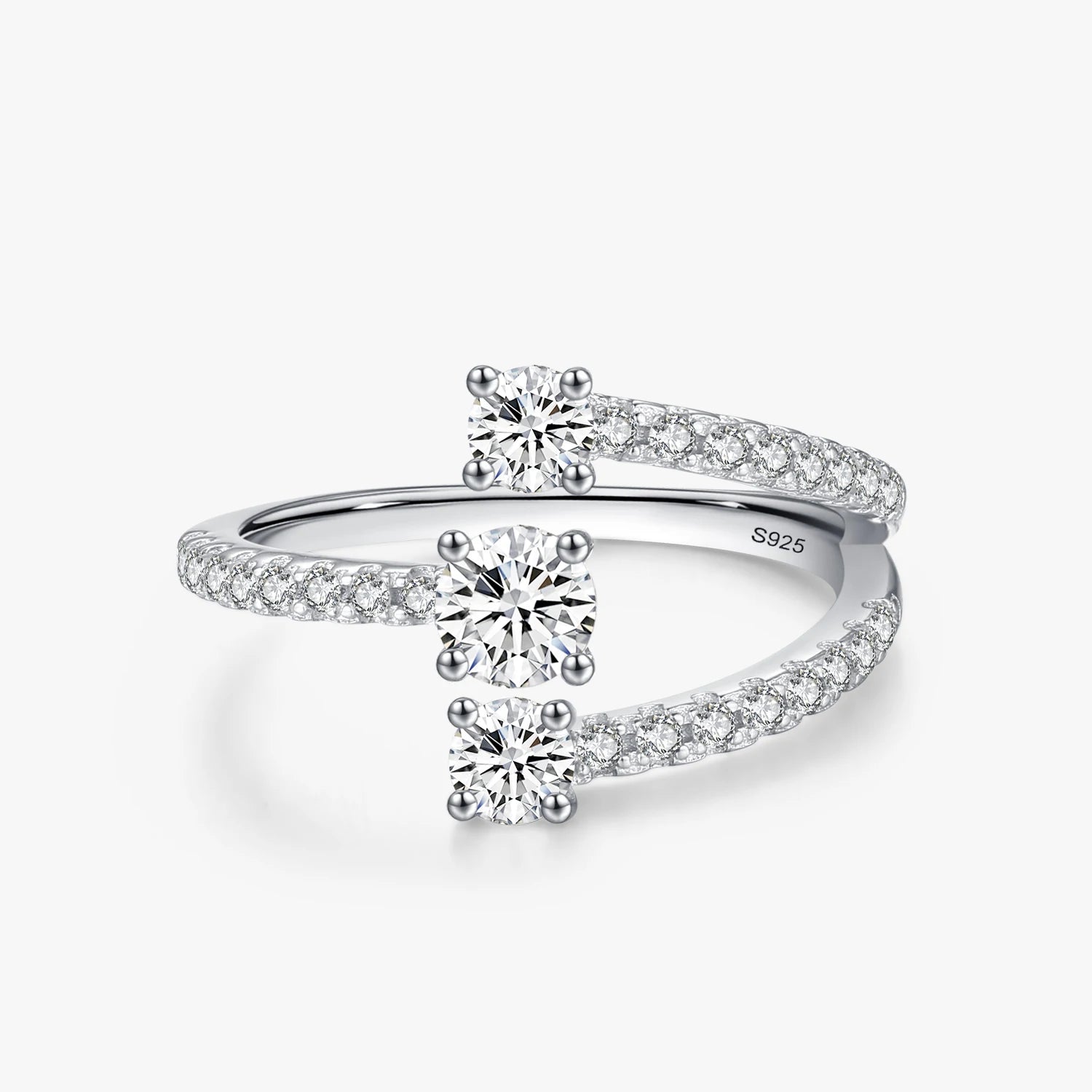Ailmay 925 Sterling Silver Fashion Geometric Design Zirconia Finger Rings for Women Wedding Engagement Accessories Fine Jewelry