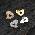 VEROMCA Women's New Style Fine Jewelry Gold Plated Brass Stud Earrings Heart Shaped Iced Drop Earrings