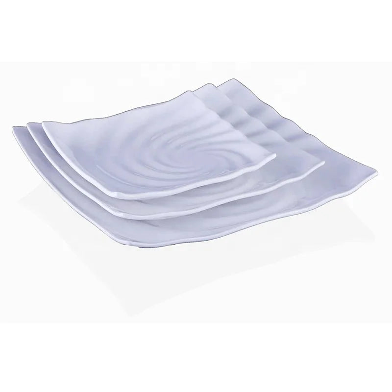 Unbreakable Restaurant Dinnerware 8 Inch Unique White Square Melamine Dessert Plate