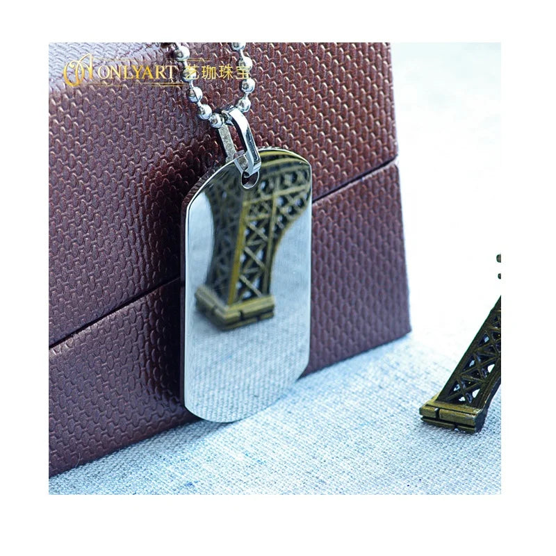 New Design Mirror Polished 316 Steel Pendants Fashion Men Blank Necklace Silver Color Stainless Steel Dogtag Pendant for Men