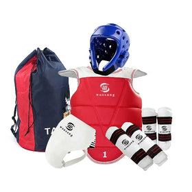 Factory Price Sales Taekwondo Five Sets of Protective Leg / Arm / Chest / Crotch Taekwondo Protectors Taekwondo Head Guard