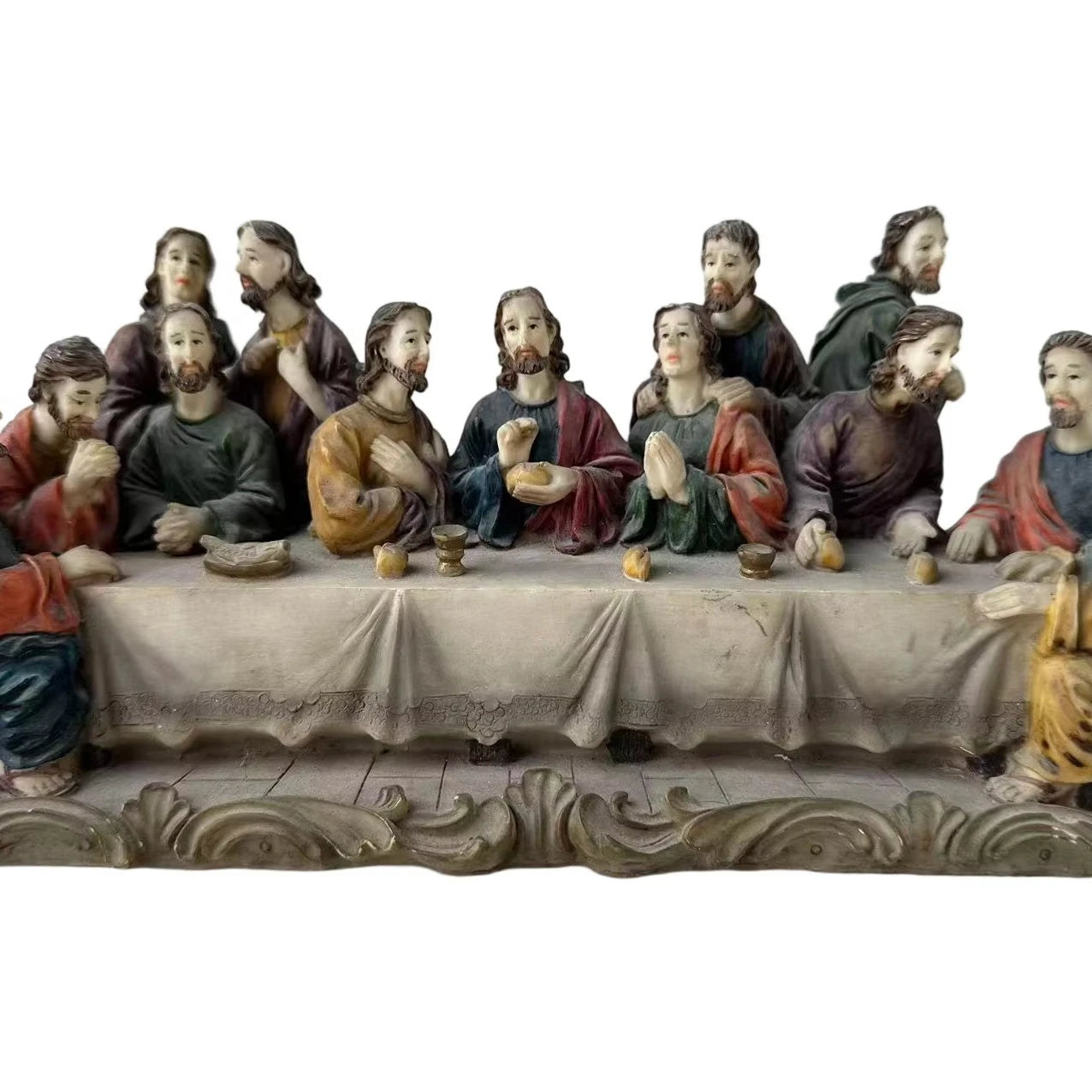 The Last Supper Resin Sculpture Featuring Jesus and the 12 Disciplesa Detailed Biblical Figurine Set for a Christian Home Altar