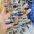 SB7184 Top Drilled Natural Quartz Semiprecious Stone Double Points Prism Beadsstone Bullet Pencil Pendant Beads
