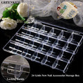 24 Grids New Nail Accessories Storage Box Transparent PS Jewelry Nail Rhinestone Nail Charms Storage Box With Lid