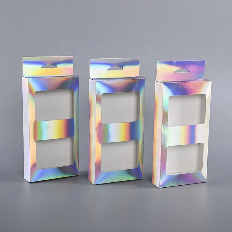 Custom Holographic Silver Paper Box Matt Lamination Embossing for Face Cream Loose Powder Cosmetic Tools Display Window Gift