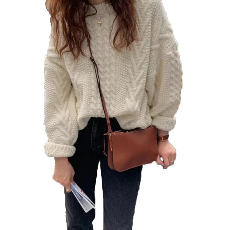 Huachao Wholesale Women's Sweater Knitted Pullover  Acrylic Ol Commuter Normal Sleeves Ladies Model Sweaters