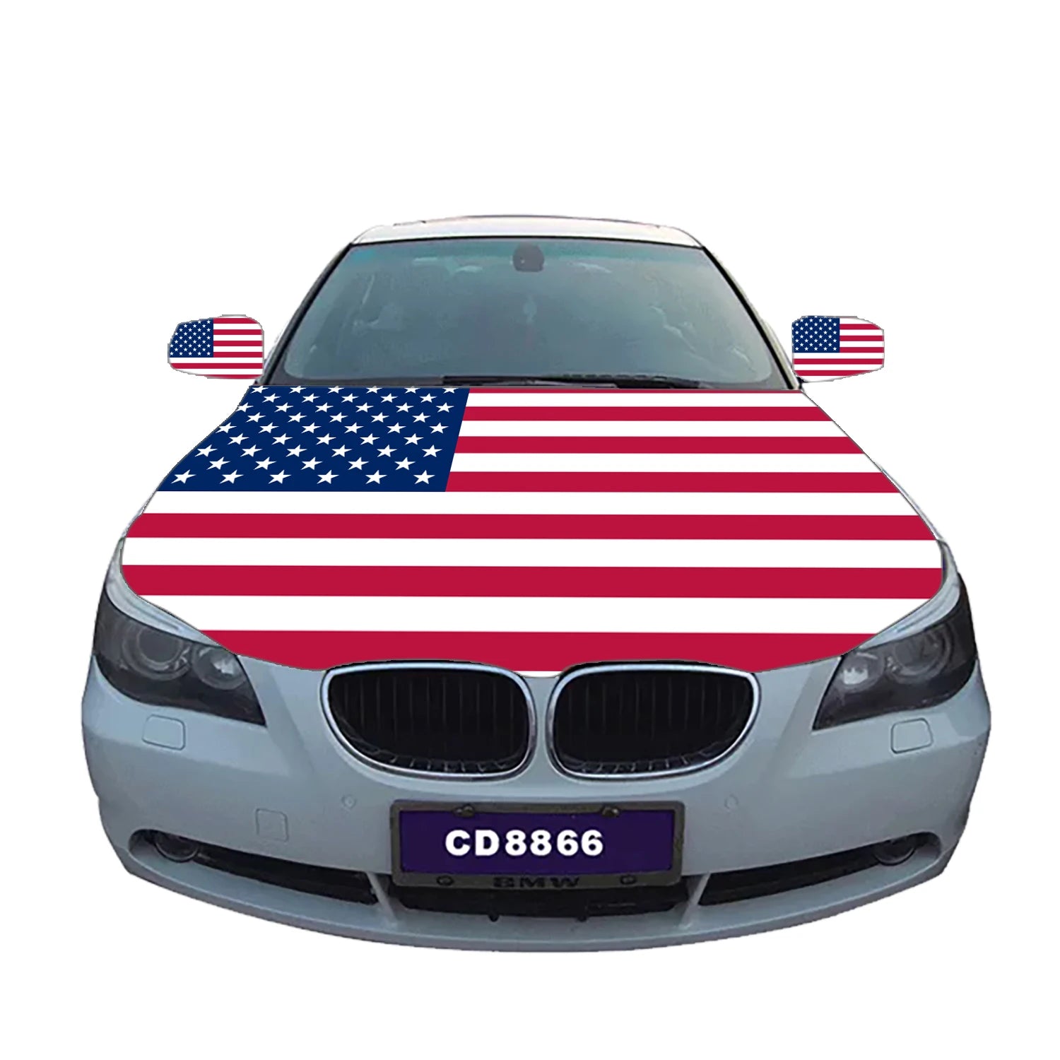 Custom Size 100% Polyester Soft Rectangular Car Hood & Rearview Mirror Flags for Custom Automotive Decor