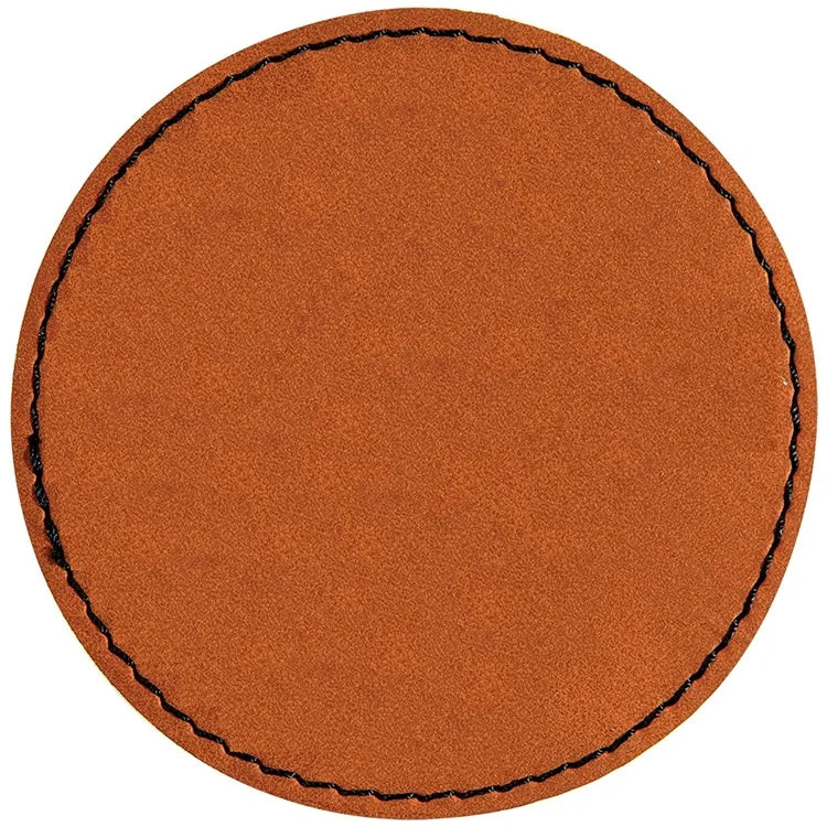 Wholesale Blank Laserable Leatherette Hat Clothing Patch Pu Leather Name Patches Iron on Custom Round Patch With Adhesive