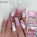 24Pcs/Set With Sticker Rainbow Ballerina Full Cover Press on Nail Art Tips Artificial Long Coffin Designed Press on Nails