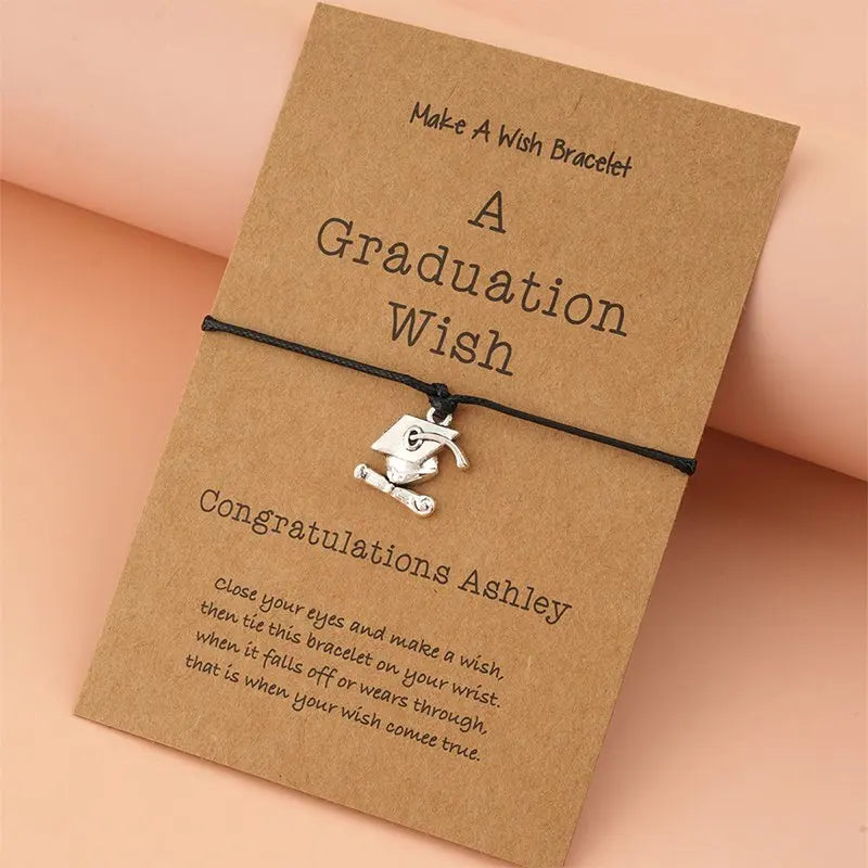 SC Hot Selling Creative Card Bracelets Personalized String Bracelet Graduation Hat Shaped Gift Bracelet for Women Men